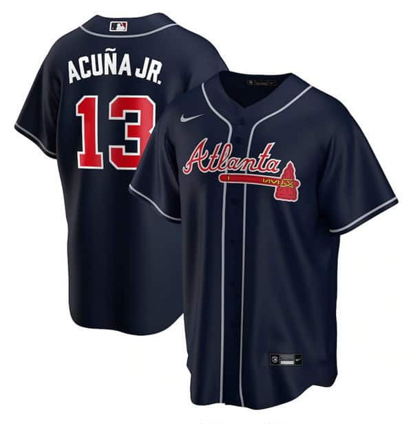 Atlanta Braves #13 Ronald Acuna Jr. Navy Stitched Jersey