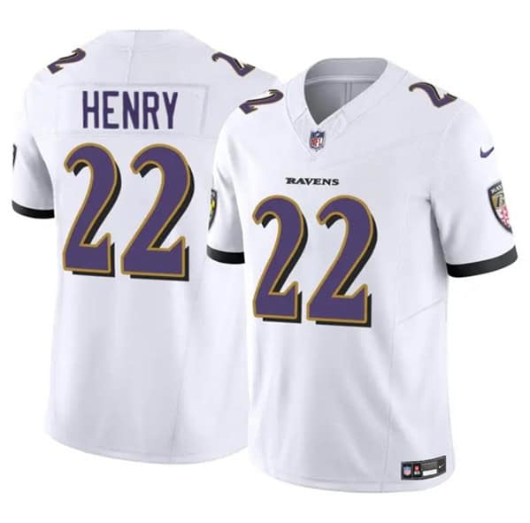 Baltimore Ravens #22 Derrick Henry 2023 F.U.S.E. White Vapor Limited Jersey
