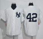 Mitchell And Ness Yankees #42 Mariano Rivera White Strip Throwback Stitched Jersey