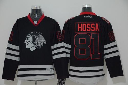 Blackhawks #81 Marian Hossa Black Ice Stitched Jersey