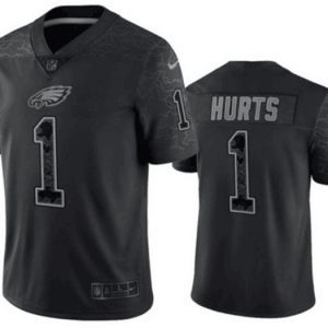 Philadelphia Eagles #1 Jalen Hurts Black Reflective Limited Stitched Football Jersey
