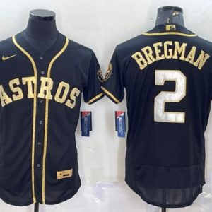 Houston Astros #2 Alex Bregman Black Gold Flex Base Stitched Jersey