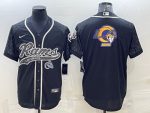 Los Angeles Rams Black Reflective Team Big Logo With Patch Cool Base Stitched Jersey