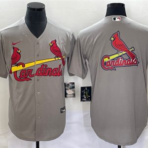 St. Louis Cardinals Gray Big Team Logo In Back Cool Base Stitched Jersey
