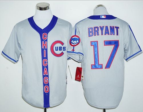 Cubs #17 Kris Bryant Grey Cooperstown Stitched Jersey