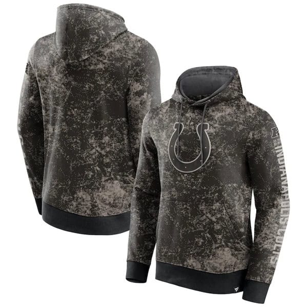 Indianapolis Colts Black Gray Blackout Tonal Pullover Hoodie