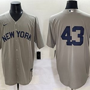 New York Yankees #43 Jonathan Lo¨¢isiga Gray Cool Base Stitched Jersey