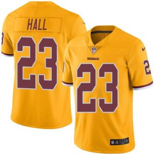 Redskins #23 DeAngelo Hall Gold Stitched Limited Rush Nike Jersey