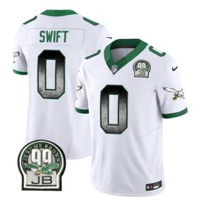 Philadelphia Eagles #0 D'Andre Swift White 2023 F.U.S.E. Throwback Vapor Untouchable Limited Stitched Jersey