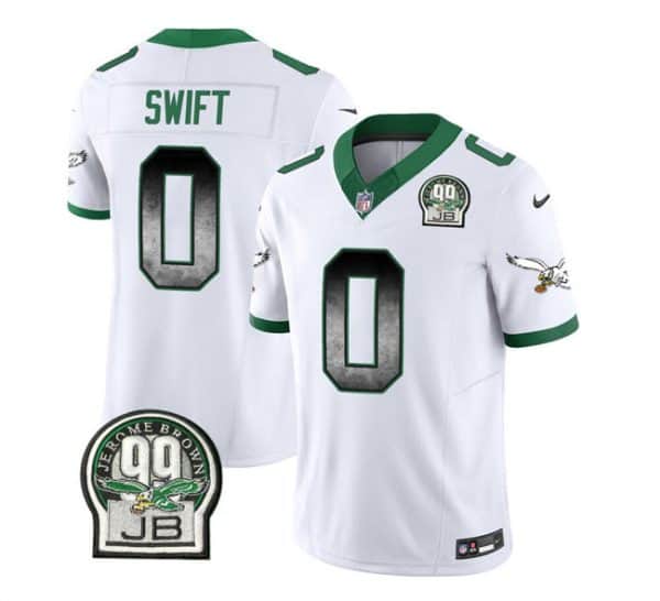 Philadelphia Eagles #0 D'Andre Swift White 2023 F.U.S.E. Throwback Vapor Untouchable Limited Stitched Jersey