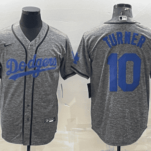 Los Angeles Dodgers #10 Justin Turner Grey Cool Base Stitched Jersey