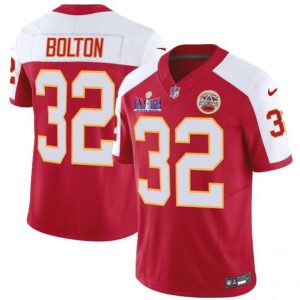 Kansas City Chiefs #32 Nick Bolton Red White 2024 F.U.S.E. Super Bowl LVIII Patch Vapor Untouchable Limited Stitched Jersey