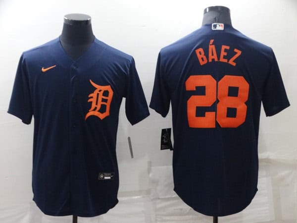 Detroit Tigers #28 Javier B¨¢ez Navy Cool Base Stitched Jersey
