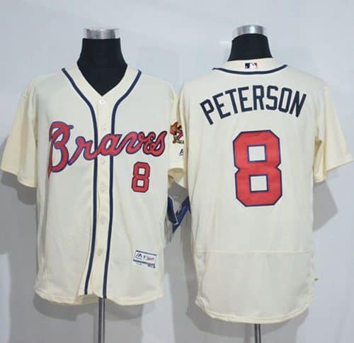 Braves #8 Jace Peterson Cream Flexbase Authentic Collection Stitched Jersey