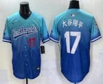 Los Angeles Dodgers #17 Shohei Ohtani Japanese Blue 2025 City Connect Limited Stitched Jersey