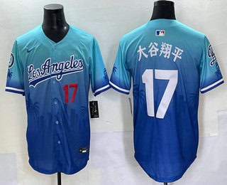 Los Angeles Dodgers #17 Shohei Ohtani Japanese Blue 2025 City Connect Limited Stitched Jersey