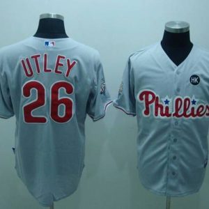 Phillies #26 Chase Utley Stitched Grey Jersey