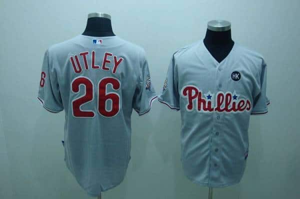Phillies #26 Chase Utley Stitched Grey Jersey