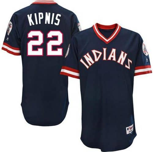 Indians #22 Jason Kipnis Navy Blue 1976 Turn Back The Clock Stitched Jersey