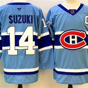 Montreal Canadiens #14 Nick Suzuki Blue 2023-24 Reverse Retro Stitched Jersey