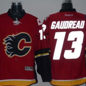 Flames #13 Johnny Gaudreau Red Reflective Version Stitched Jersey