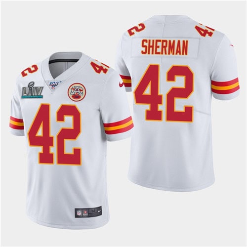 Chiefs #42 Anthony Sherman White Super Bowl LIV Vapor Untouchable Limited Stitched Jersey