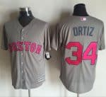 Red Sox #34 David Ortiz Grey New Cool Base 2016 Mother's Day Stitched Jersey