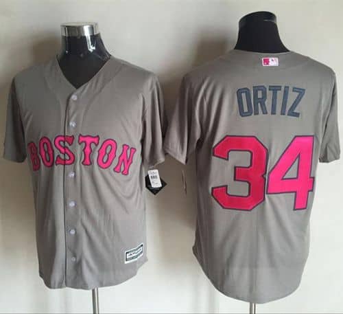 Red Sox #34 David Ortiz Grey New Cool Base 2016 Mother's Day Stitched Jersey