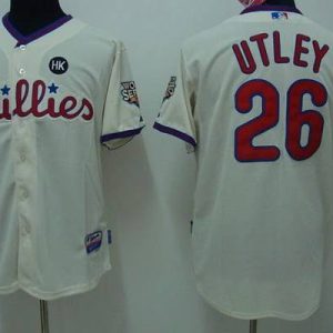 Phillies #26 Chase Utley Stitched Cream Jersey