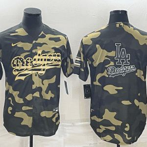 Los Angeles Dodgers Olive Team Big Logo Cool Base Stitched Jersey