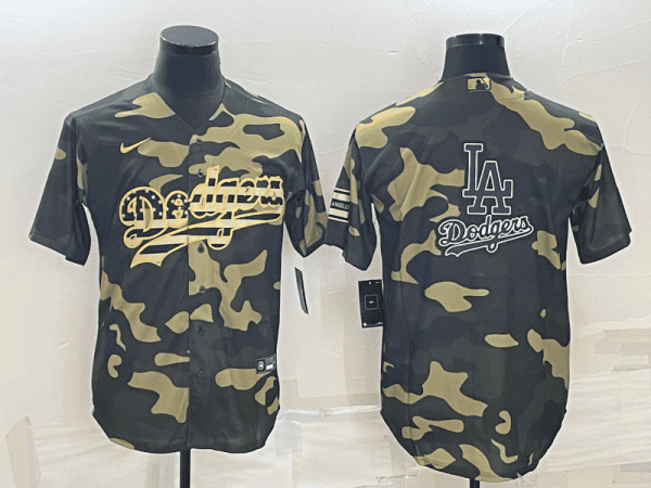 Los Angeles Dodgers Olive Team Big Logo Cool Base Stitched Jersey