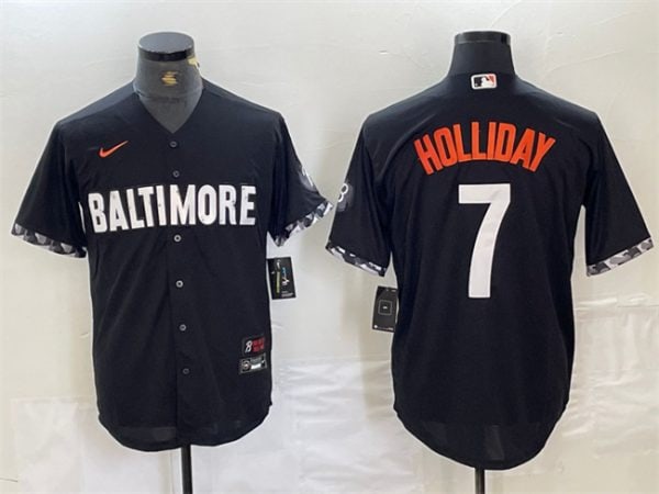 Baltimore Orioles #7 Jackson Holliday Black 2023 City Connect Cool Base Stitched Jersey