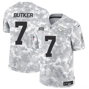 Kansas City Chiefs #7 Harrison Butker Arctic Camo 2024 F.U.S.E. Salute To Service Limited Stitched Jersey