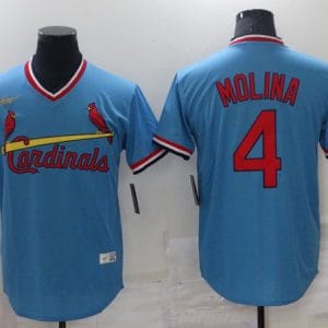 St. Louis Cardinals #4 Yadier Molina Blue Cool Base Stitched Jersey
