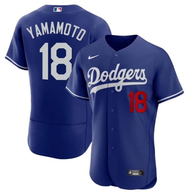 Los Angeles Dodgers #18 Yoshinobu Yamamoto Royal 2023 Flex Base Stitched Jersey