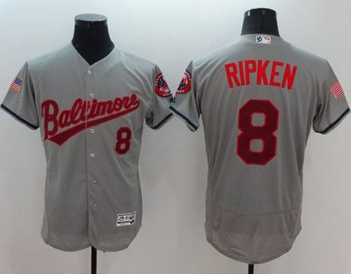 Orioles #8 Cal Ripken Grey Fashion Stars Stripes Flexbase Authentic Stitched Jersey