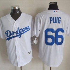 Dodgers #66 Yasiel Puig White New Cool Base Stitched Jersey