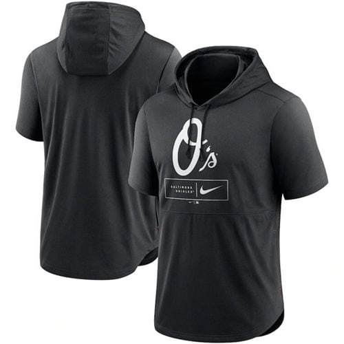 Baltimore Orioles Black Short Sleeve Pullover Hoodie