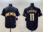 Milwaukee Brewers #11 Jackson Chourio Black Gold With Home Patch Limited Stitched Jersey