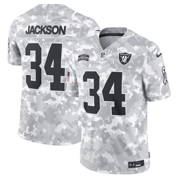 Las Vegas Raiders #34 Bo Jackson Arctic Camo 2024 F.U.S.E. Salute To Service Limited Stitched Jersey