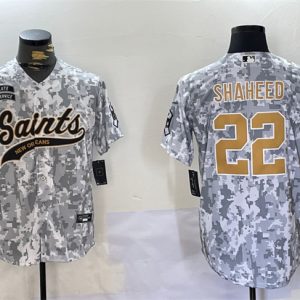 New Orleans Saints #22 Rashid Shaheed 2024 Arctic Camo Salute To Service Stitched Jersey