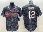 Tampa Bay Buccaneers #12 Tom Brady Grey Camo With Patch Cool Base Stitched Baseball Jersey