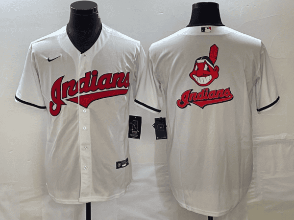 Cleveland Guardians White Team Big Logo Cool Base Stitched Jersey