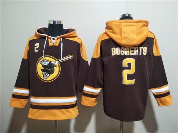 San Diego Padres #2 Xander Bogaerts Brown Gold Ageless Must-Have Lace-Up Pullover Hoodie