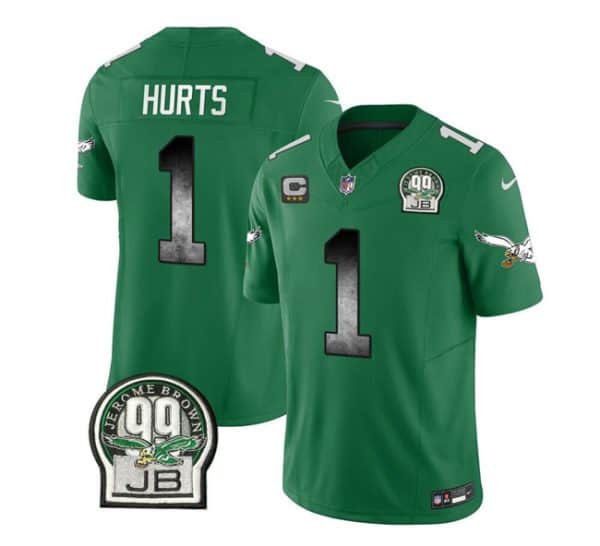 Philadelphia Eagles #1 Jalen Hurts Green 2023 F.U.S.E. With 3-Star C Patch Throwback Vapor Untouchable Limited Stitched Jersey