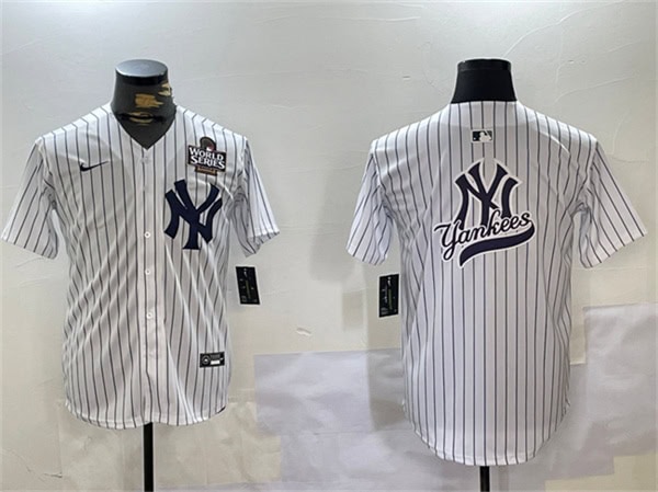 New York Yankees White Team Big Logo 2024 World Series Home Limited Stitched Jersey