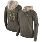 Houston Texans #75 Vince Wilfork Olive Salute To Service Sideline Therma Pullover Hoodie