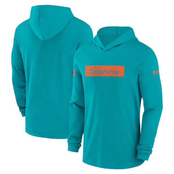Miami Dolphins Aqua Sideline Performance Hoodie