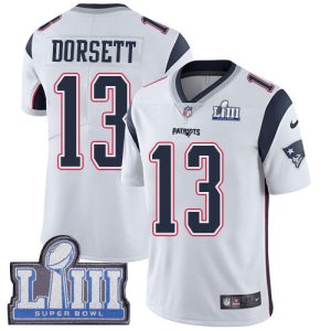 New England Patriots #13 Phillip Dorsett White Super Bowl LIII Vapor Untouchable Limited Stitched Jersey