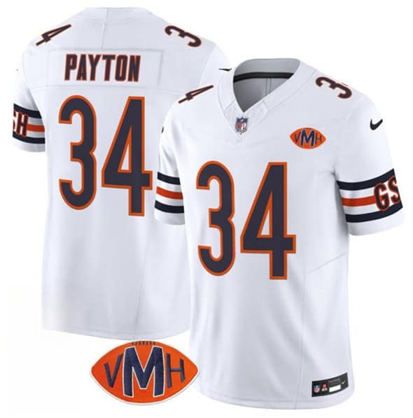 Chicago Bears #34 Walter Payton White 2025 F.U.S.E. With VMH Patch Vapor Untouchable Limited Football Stitched Jersey